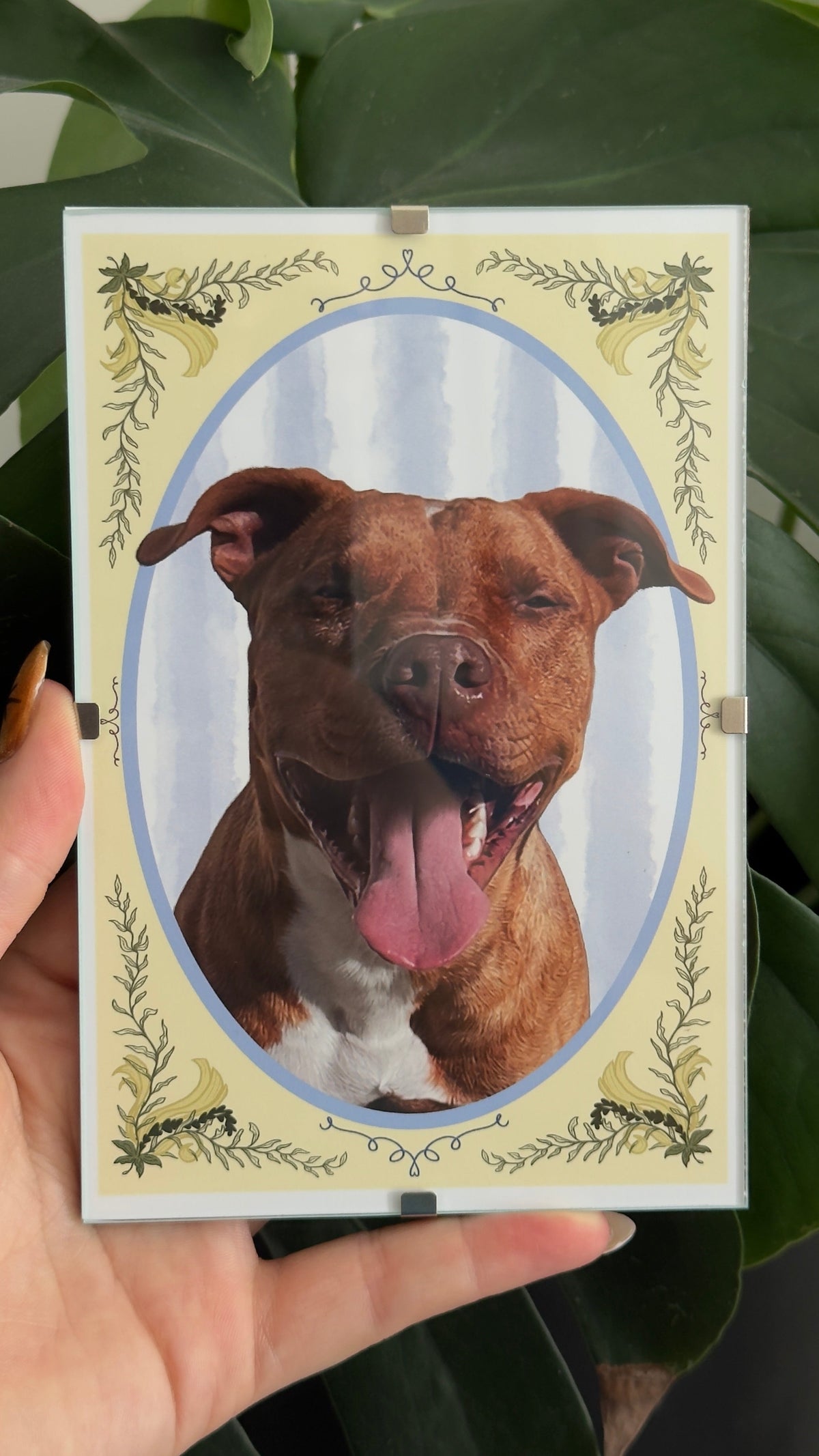 ✿ Yellow Wild Vine Frame✿ Hand-Illustrated Personalized Pet Portrait