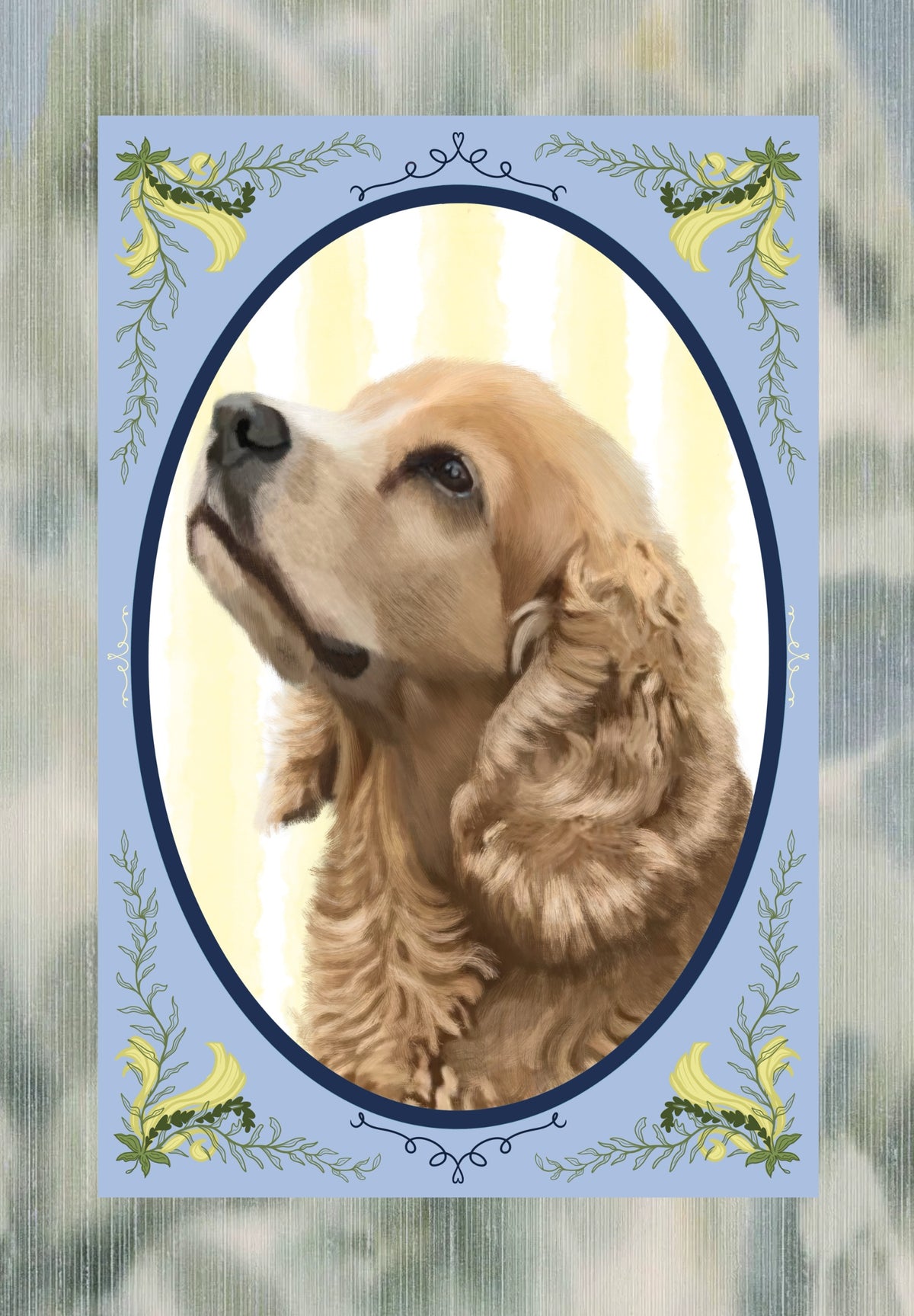 ✿ Blue Wild Vine Frame✿ Hand-Illustrated Personalized Pet Portrait