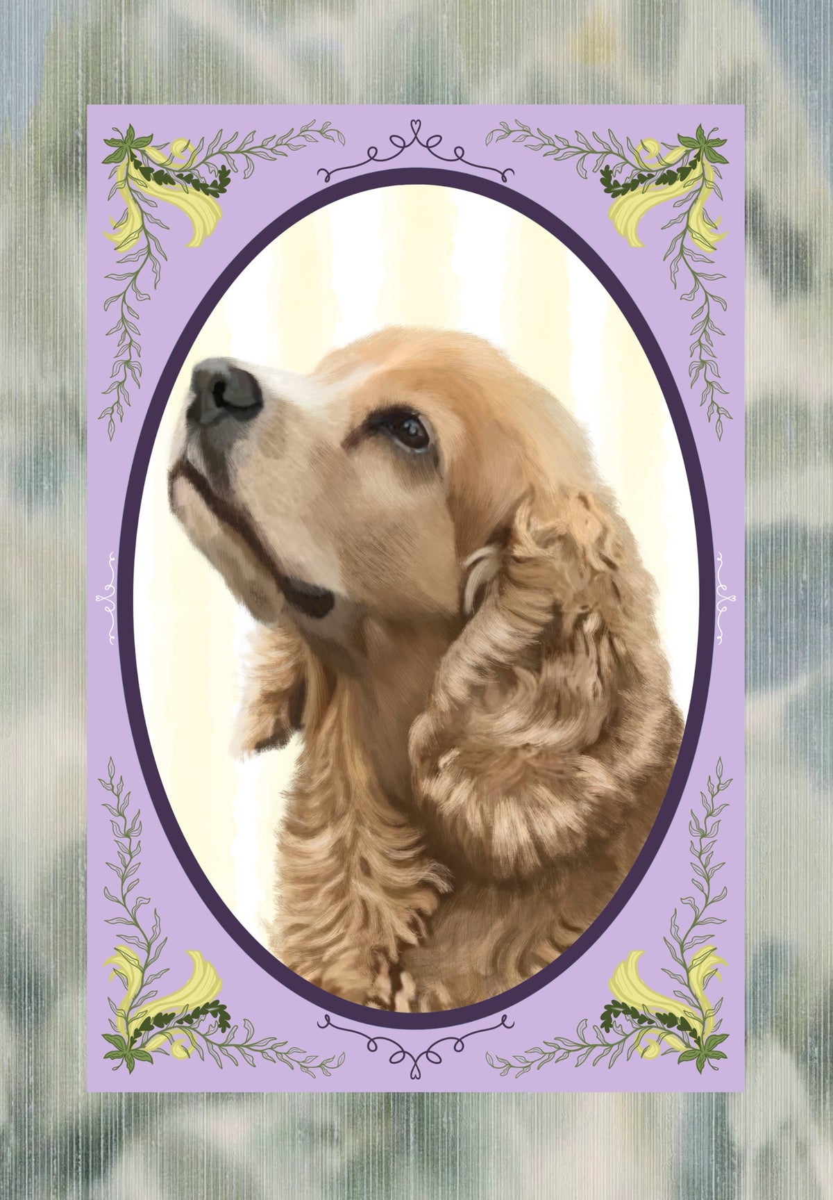 ✿Lilac Wild Vine Frame✿ Hand-Illustrated Personalized Pet Portrait
