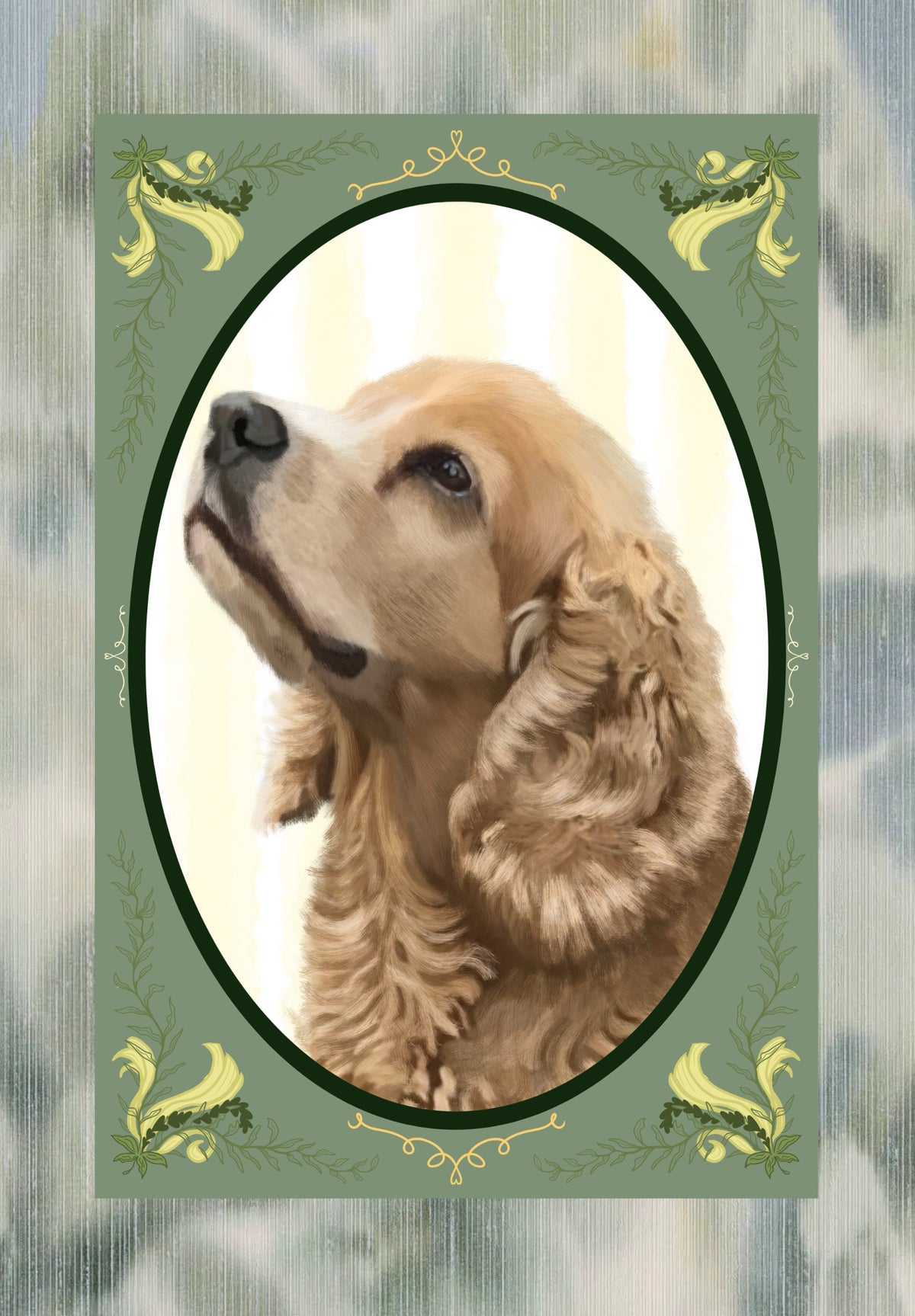 ✿Green Wild Vine Frame✿ Hand-Illustrated Personalized Pet Portrait