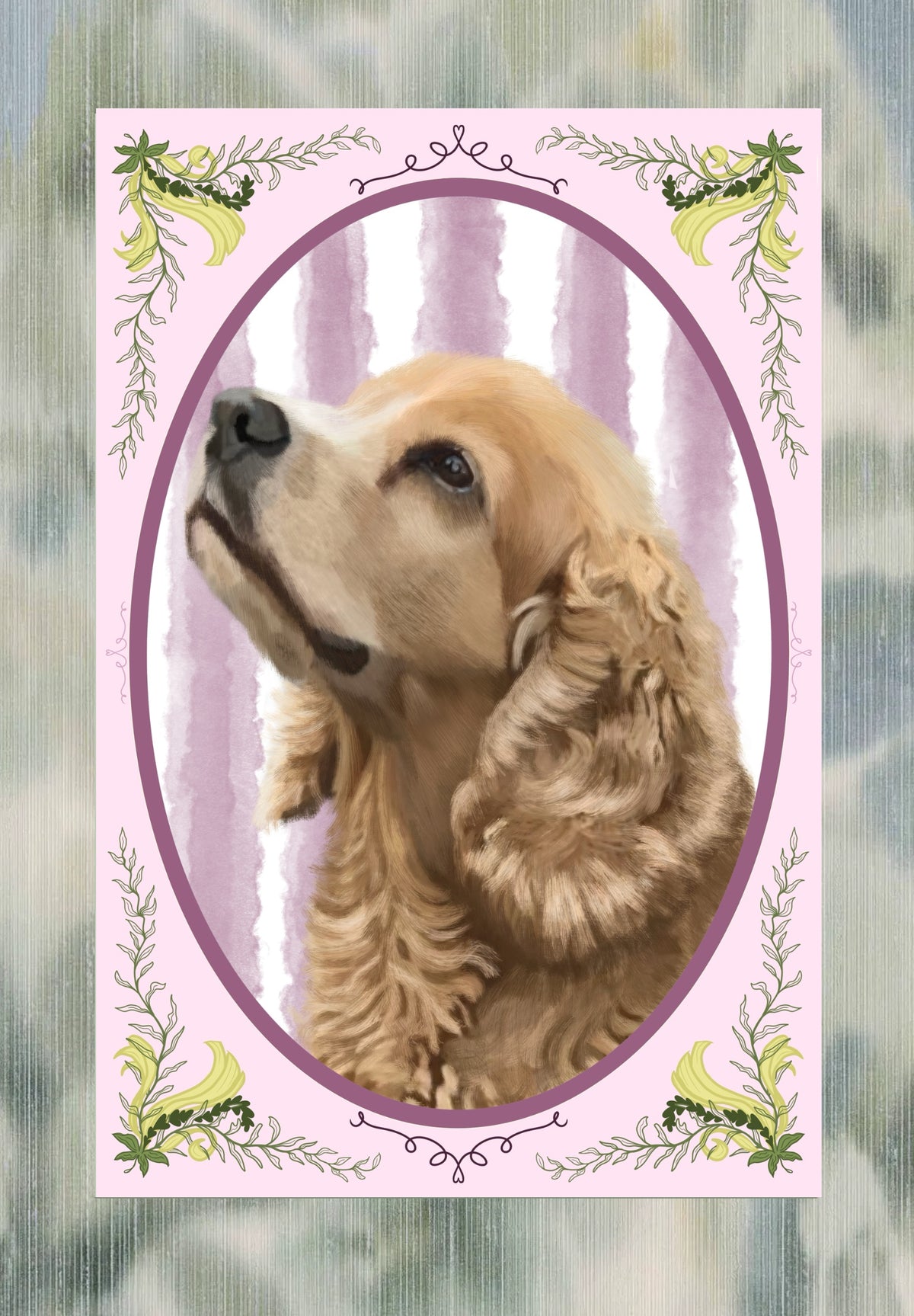 ✿Rose Wild Vine Frame✿ Hand-Illustrated Personalized Pet Portrait