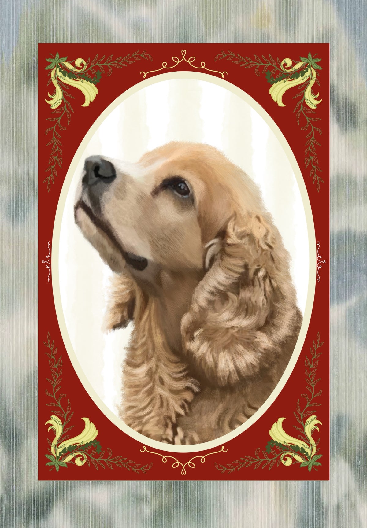 ✿Red Wild Vine Frame✿ Hand-Illustrated Personalized Pet Portrait